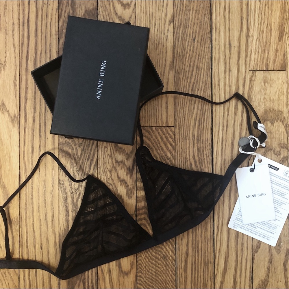 NWT Anine Bing Striped Tulle Bra